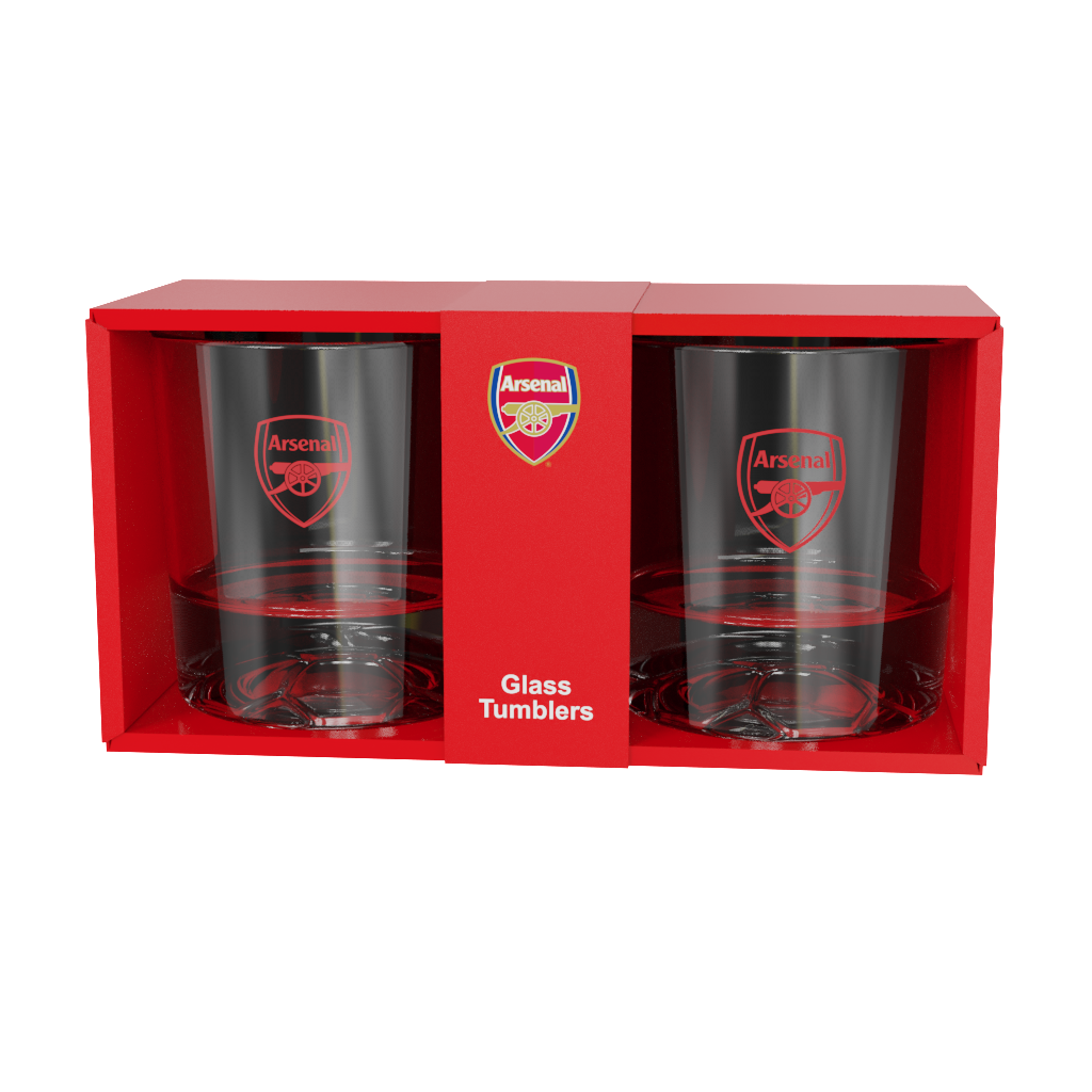 Football Carved Glass Tumbler Twin Gift Set