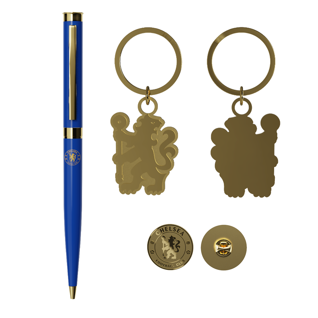 Pen Keyring & Pin Badge Gift Set