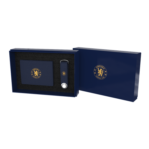 [CFC7600HTE] Genuine Leather Card Holder and Keyring Gift Set